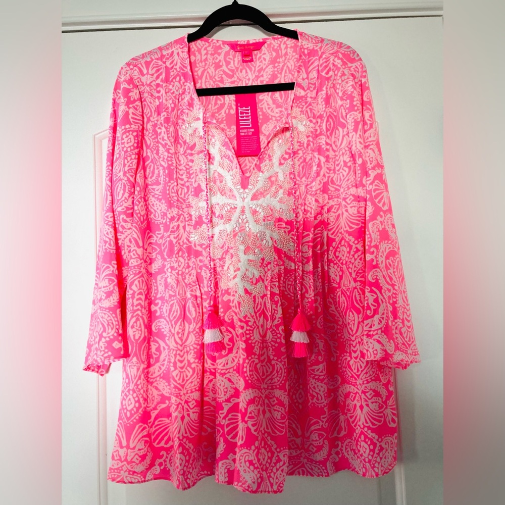 NWT Lilly Pulizter Marilina Tunic in Havana Pink